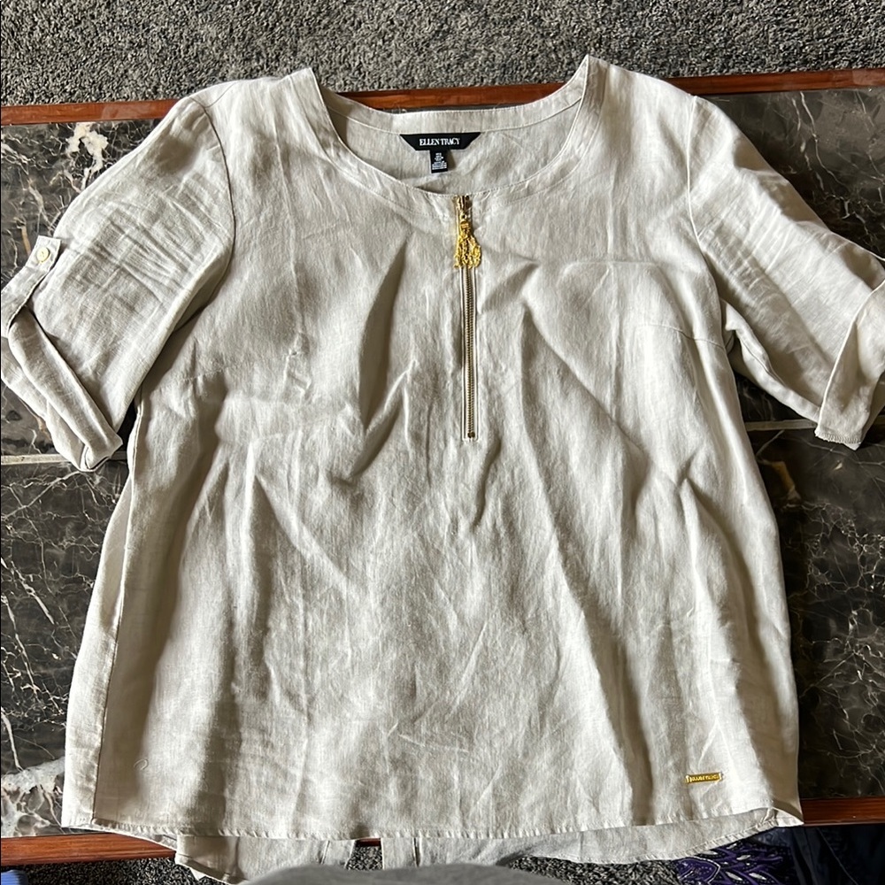 Women's Cream Top with Gold Accent
